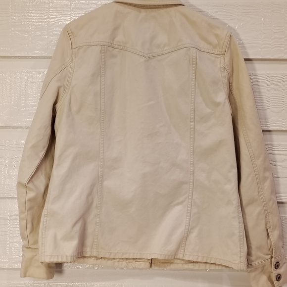 GAP Womens LG 100% Cotton Cream Colored Denim Utility Jacket Classic Rodeo - Picture 6 of 8